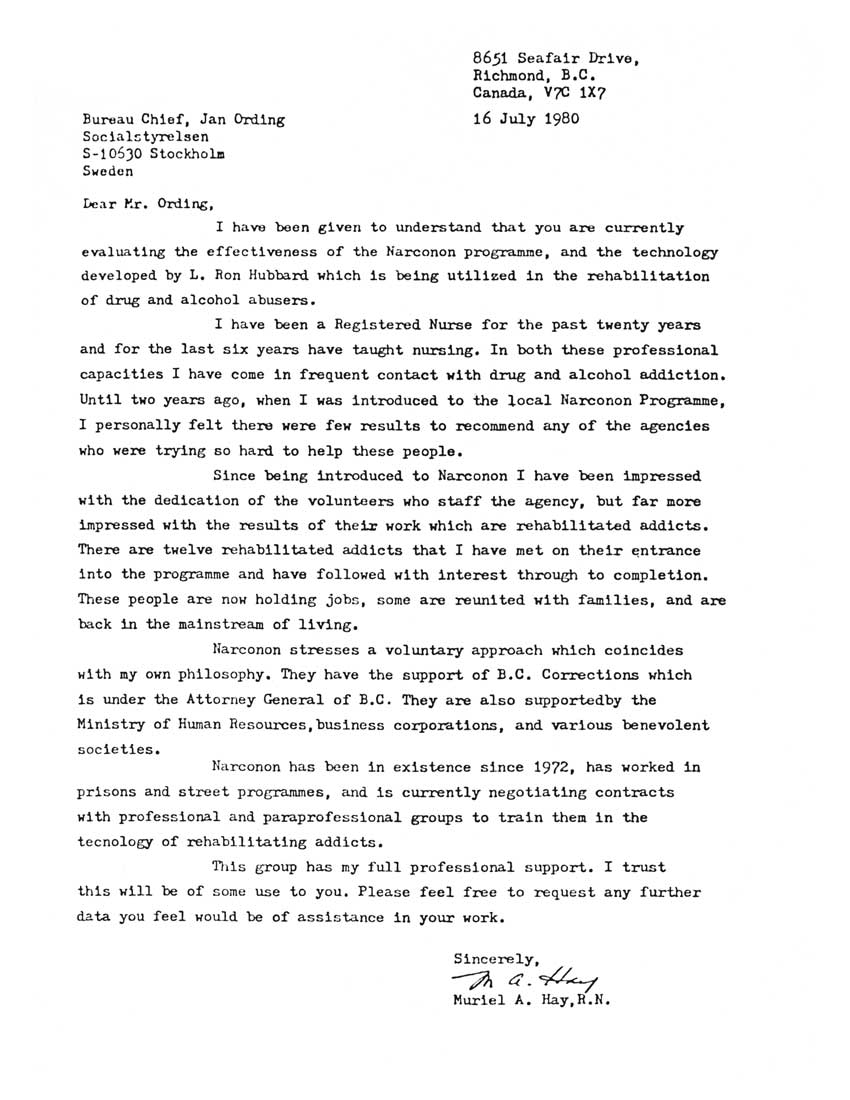 Registered Nurse Recommends Narconon